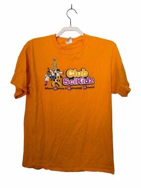Port&Company Core Cotton Orange Oversized Club SciKids Science T-shirt y2k